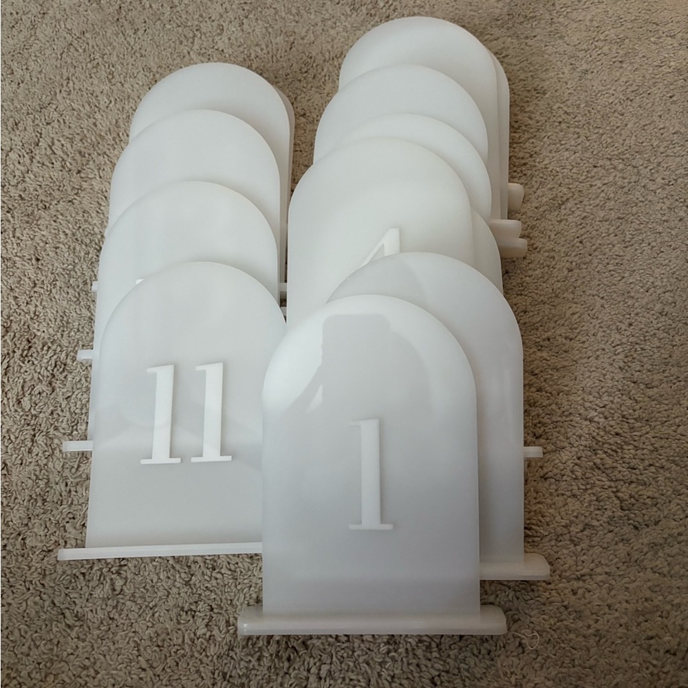 White Glossy Table Numbers 1–15 for wedding - Picture 2 of 3
